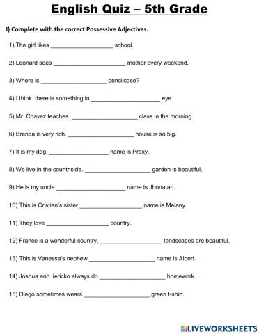 Possessive Adjectives