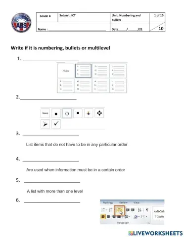 ABS Numering,Bullets,Multilevel