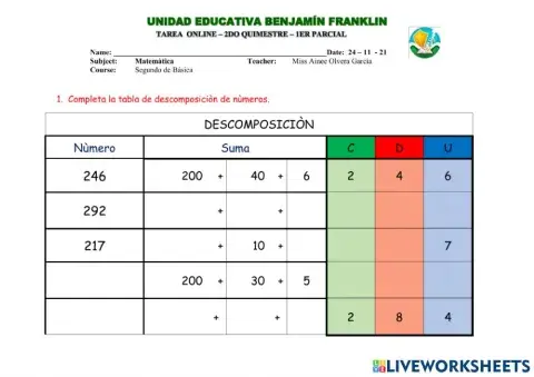 Tarea descomposiciòn