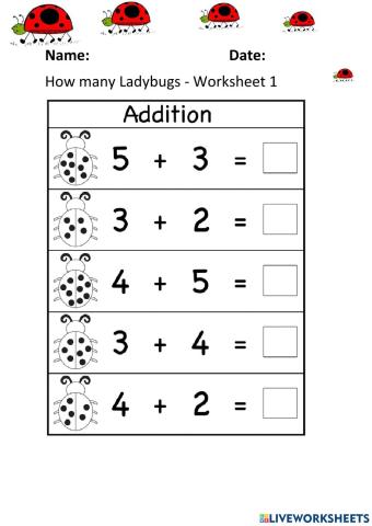 How Many ladybugs Worksheet 1