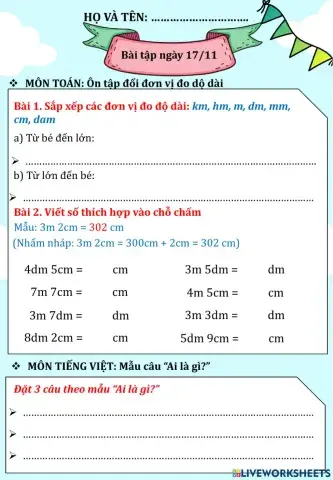Bài tập ngày 17.11 - Lớp 3.2