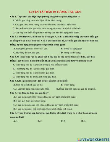 Ôn tập tương tác gen