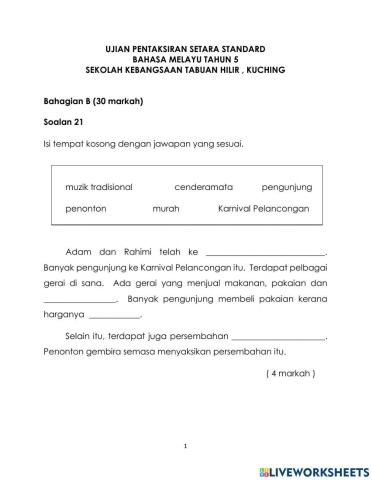 Upss bm tahun 5 BAHAGIAN B