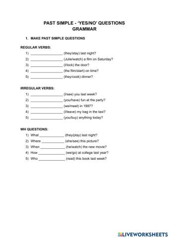 Past simple: questions