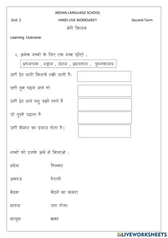 Meri Kitab - Anek shabdo ke liye ek shabd, Word meaning