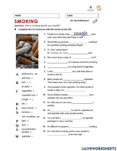 Unit 5. Opinion-led Essay - Smoking