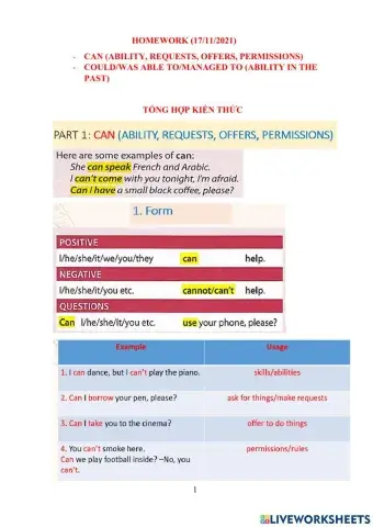 Can-Could-Was able to-Managed to