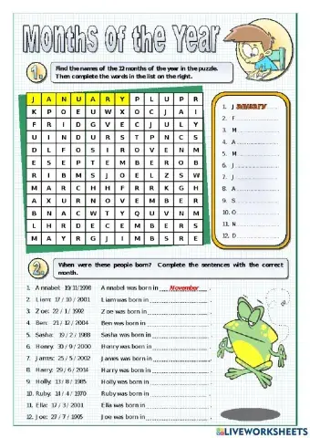 Months of the year practice