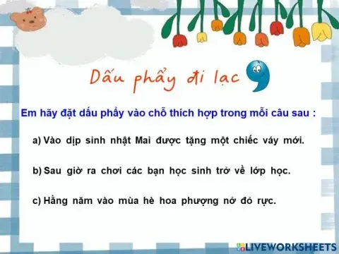 Ôn tập giữa HKI - Dấu phẩy
