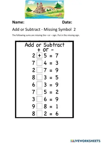 Add or Subtract Missing Symbols 2