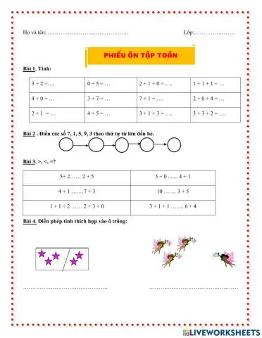 Phiếu ôn tập Toán