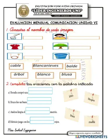 Examen mensual de comunicacion vii unidad