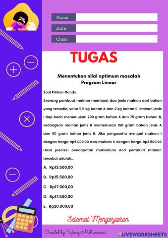 Menyelesaikan masalah program linear