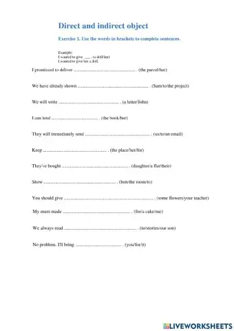 Direct and Indirect object