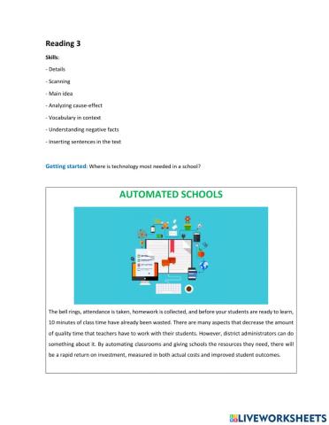 Unit 6 Reading 3 Automated Schools