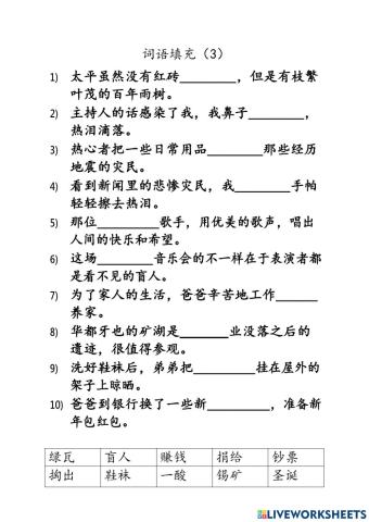 华文词语填充三