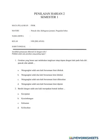 Penilaian harian 2 kls 8