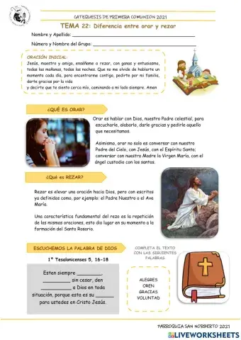 Tema 22:Diferencia entre Orar y Rezar