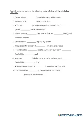 Infinitive with to and without to