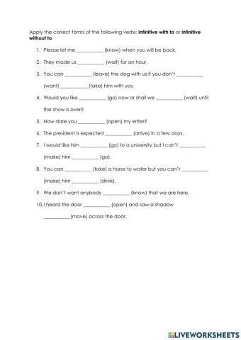 Infinitive with to and without to