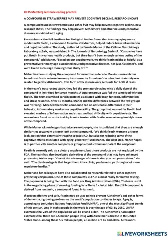 IELTS Matching sentence ending