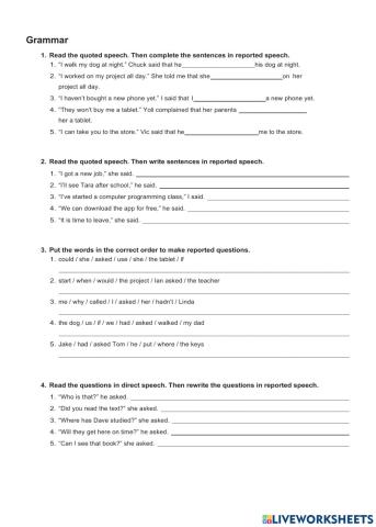 Reported speech review