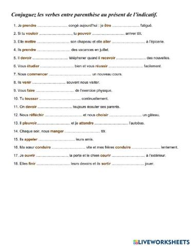 Les verbes au présent