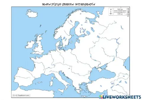 MAPA FÍSICO DE EUROPA: RÍOS E MARES
