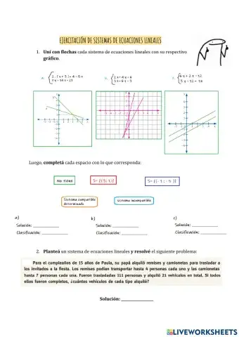 Sistemas de ecuaciones lineales - Ejercitación