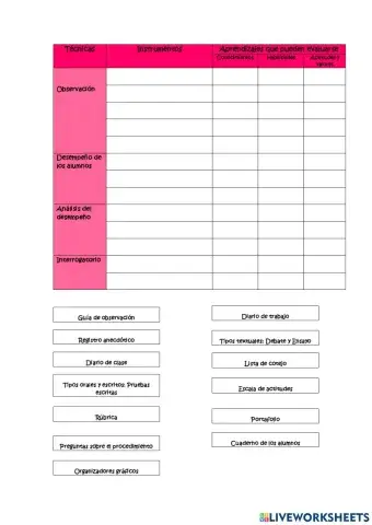 Técnicas e instrumentos de evaluación