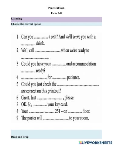 Practical task-units 6-8