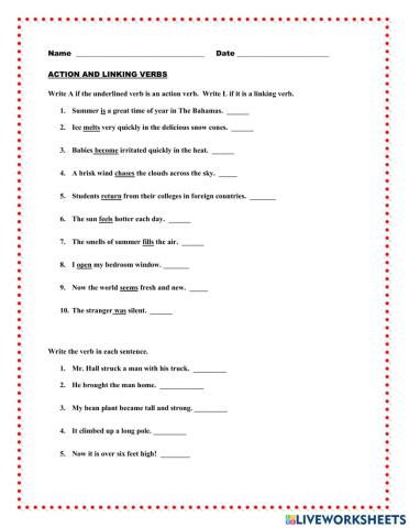 Action and Linking Verbs