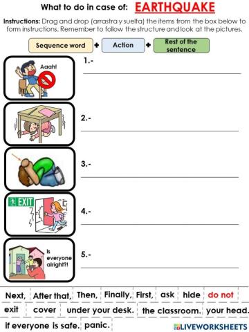 Instructions Natural Disasters: Earthquake