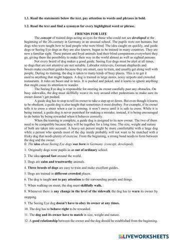 Reading and synonyms