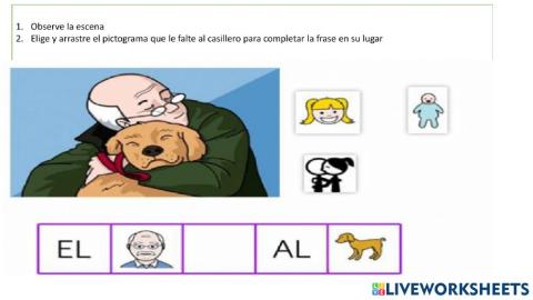 Complete las frases con pictogramas