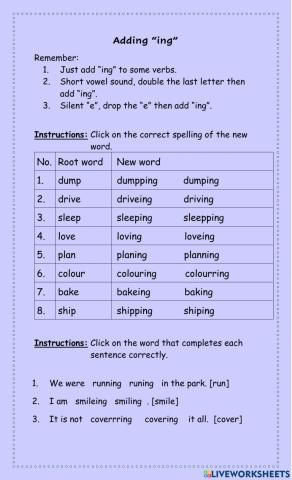 Adding -ing-