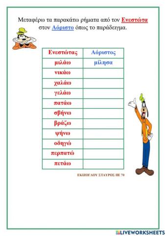 Ενεεστωτας-αοριστος