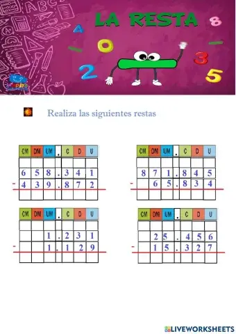 Restas con reagrupación