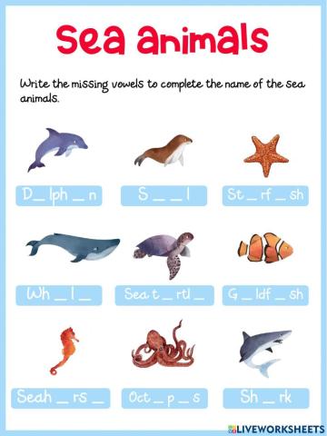 Sea Animals - Names
