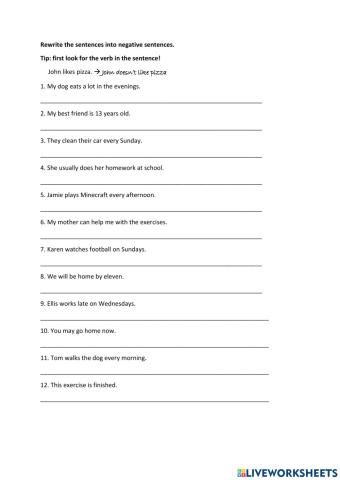 Negations present simple