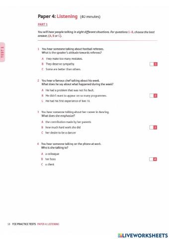 FCE Listening Mock Test