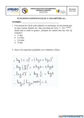 Funciones exponenciales y logarítmicas