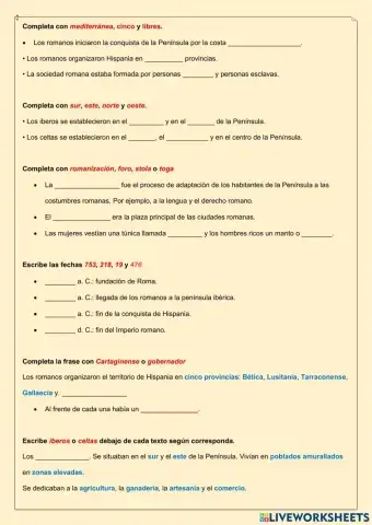 Edad Antigua romanos fenicios cartagineses celtas íberos