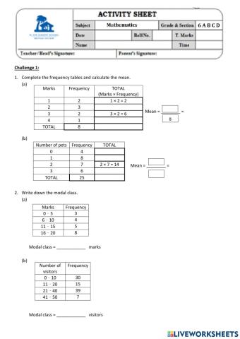 Mean From Frequency Table (L.A.)