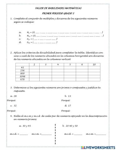 Taller de Habilidades Grado 5