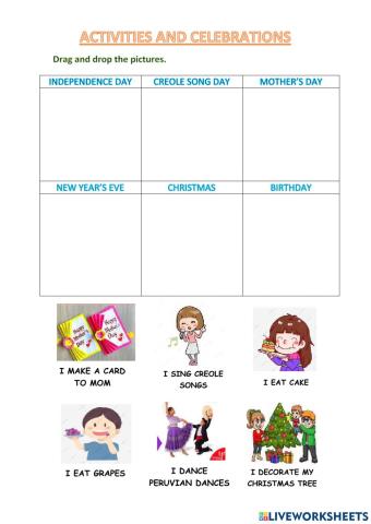 Activities - celebrations