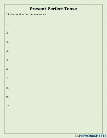 Present Perfect Tense