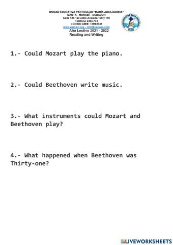 Reading and writing Mozart and Beethoven