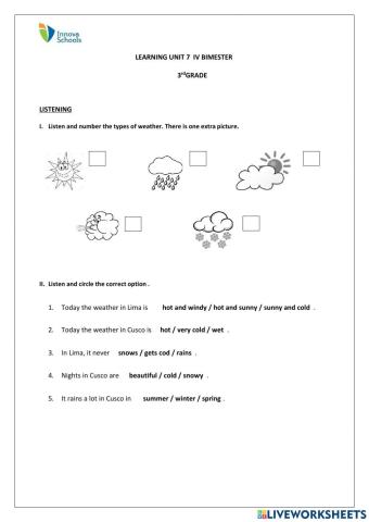 Sunny days - Listening and reading