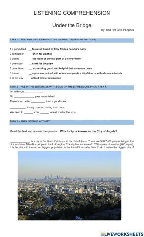 Under the bridge - listening comprehension